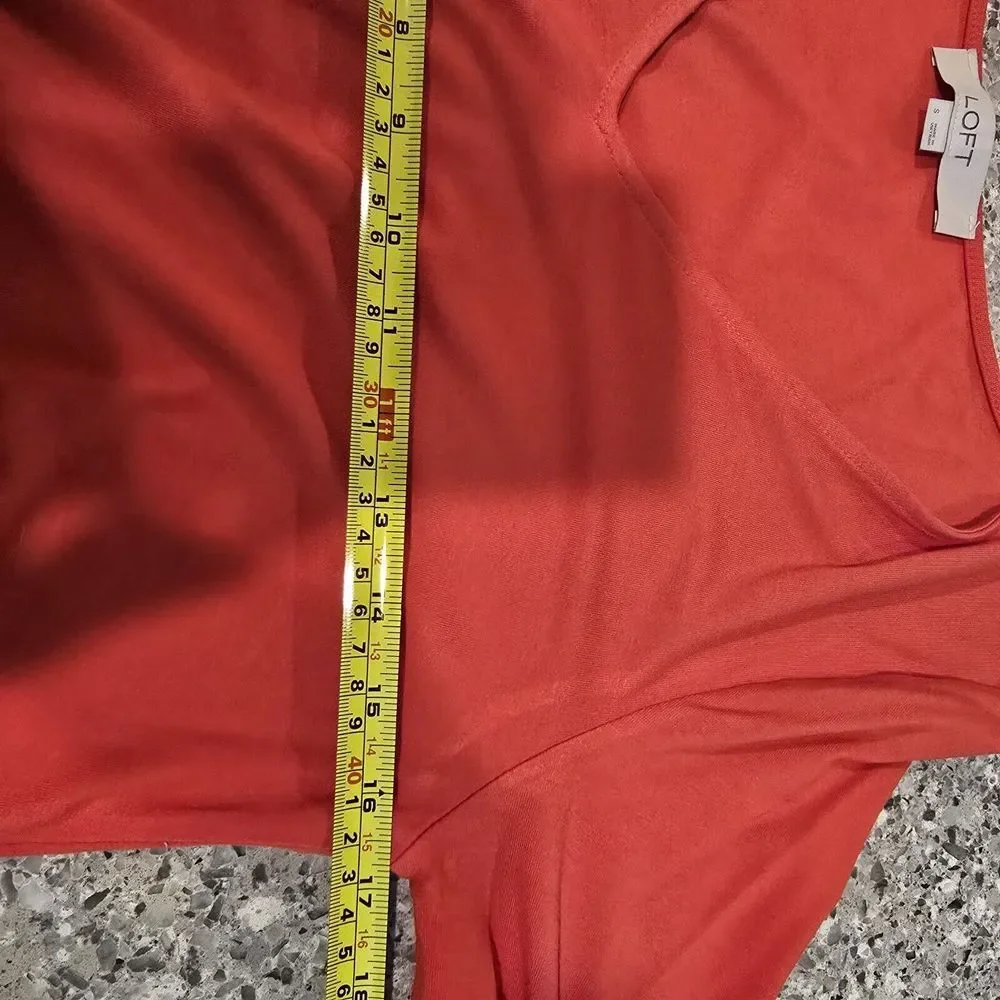 LOFT Womens Dress Size Small‎ Orange Swing Dress Long Bell Sleeve V-Neck.C145 - Picture 10 of 11